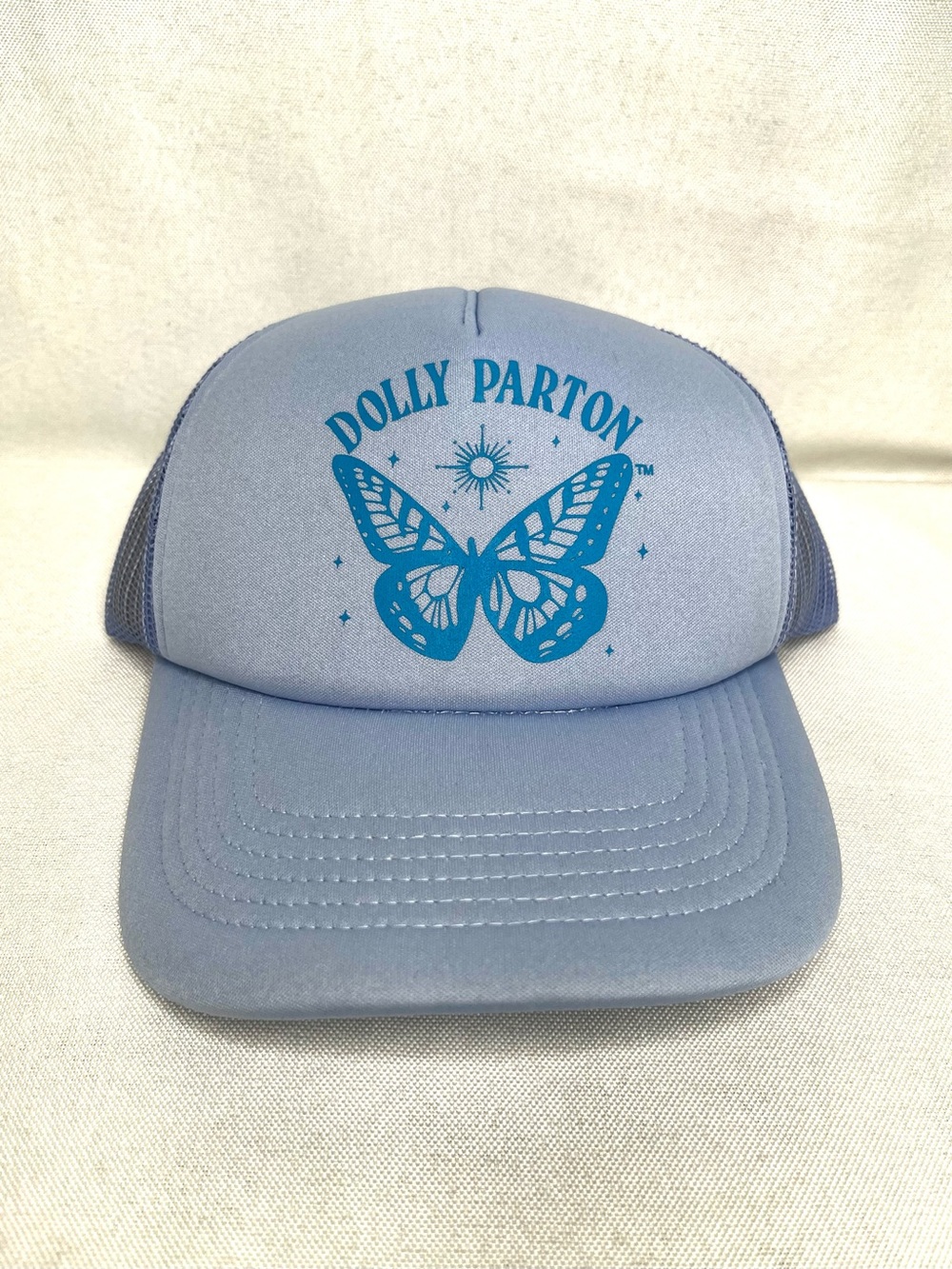 🦋 NWT Dolly Parton Butterfly Trucker Hat Blue Snapback Mesh Cap Official